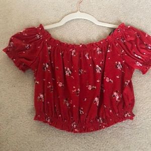 Red Floral Crop Top